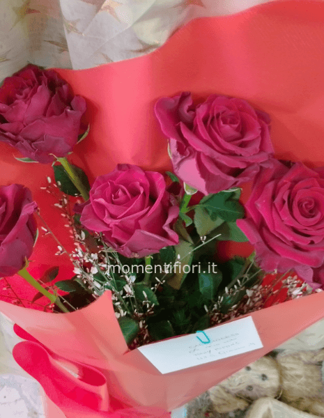 7 rose rosse gambo lungo